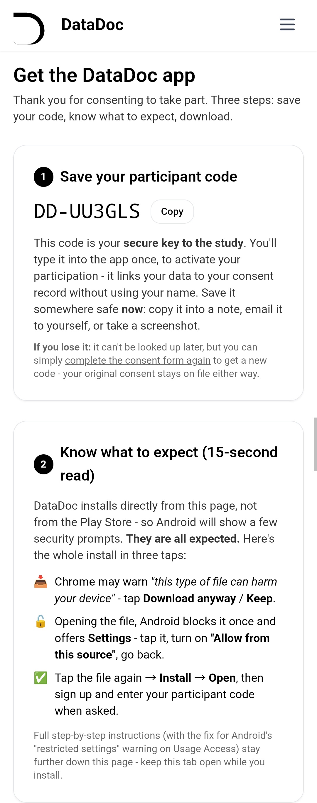 1. Save your code and read what to expect