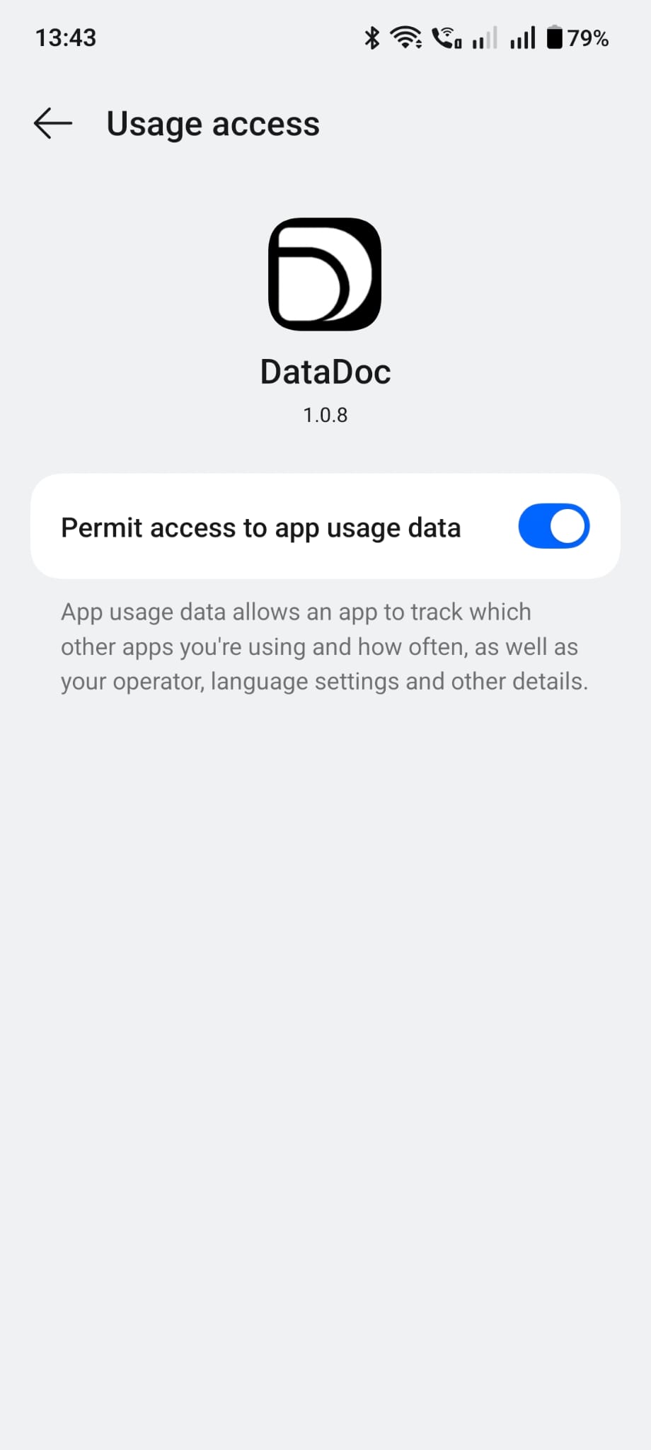 14. Turn Usage Access on, then allow Health data